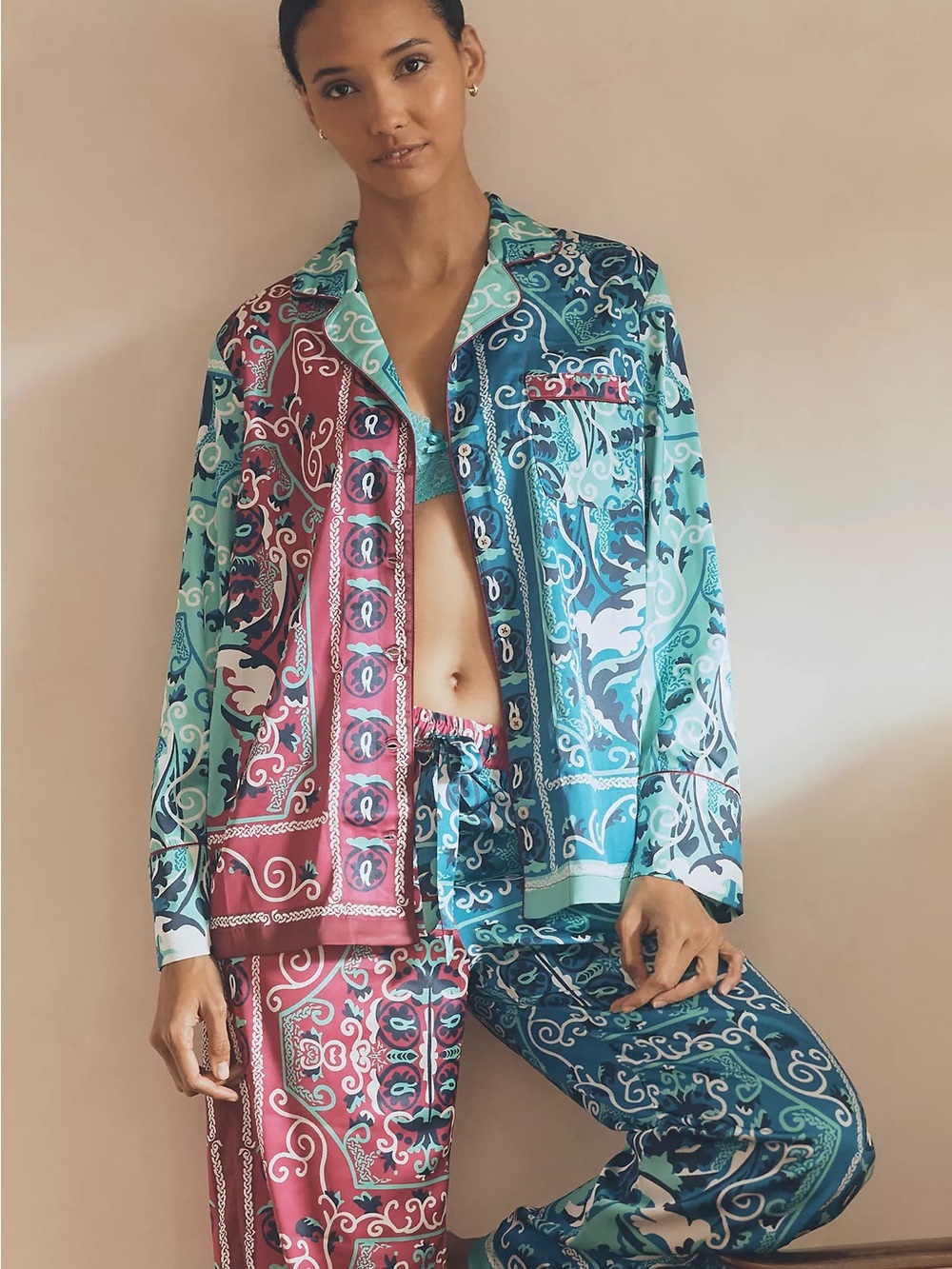Anthropologie silk pajamas set